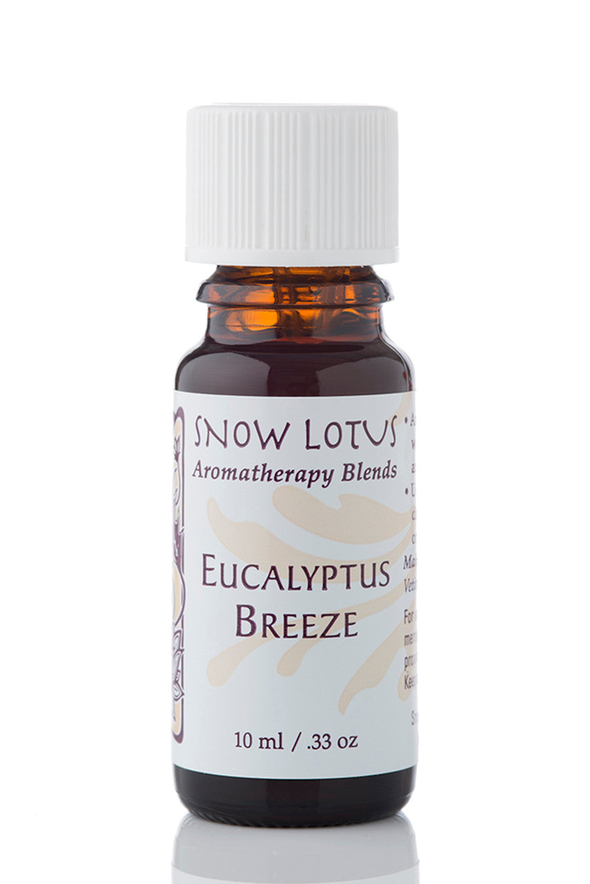 Snow Lotus Eucalyptus Breeze - Esthetic Essential Oil Blend in an amber glass bottle