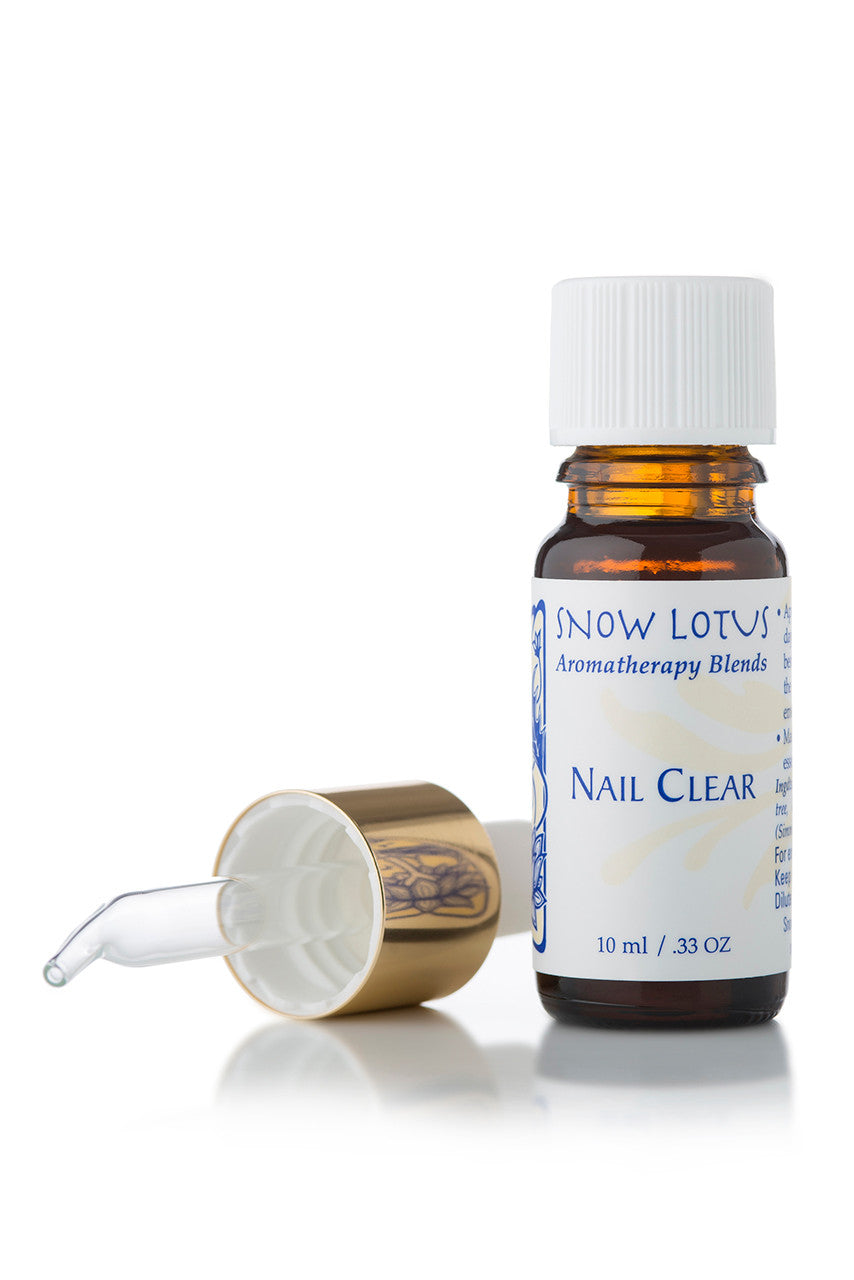 Snow Lotus Nail Clear in an amber glass bottle, 10 ml