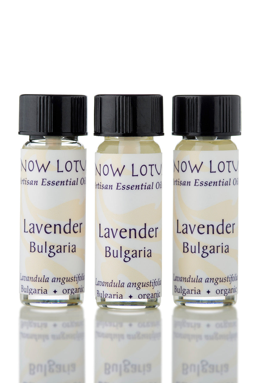 Three Snow Lotus Lavender Bulgaria vials standing together