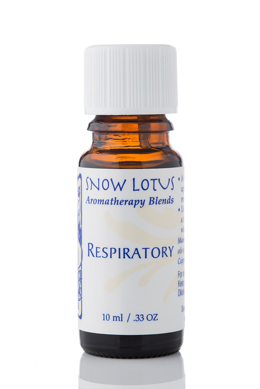 Snow Lotus Respiratory - Therapeutic Essential Oil Blend in an amber glass bottle