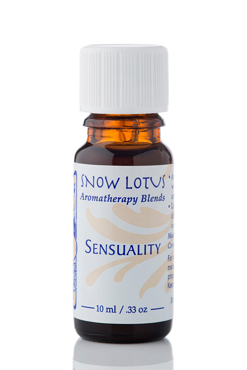 Snow Lotus Sensuality - Esthetic Essential Oil Blend in an amber glass bottle