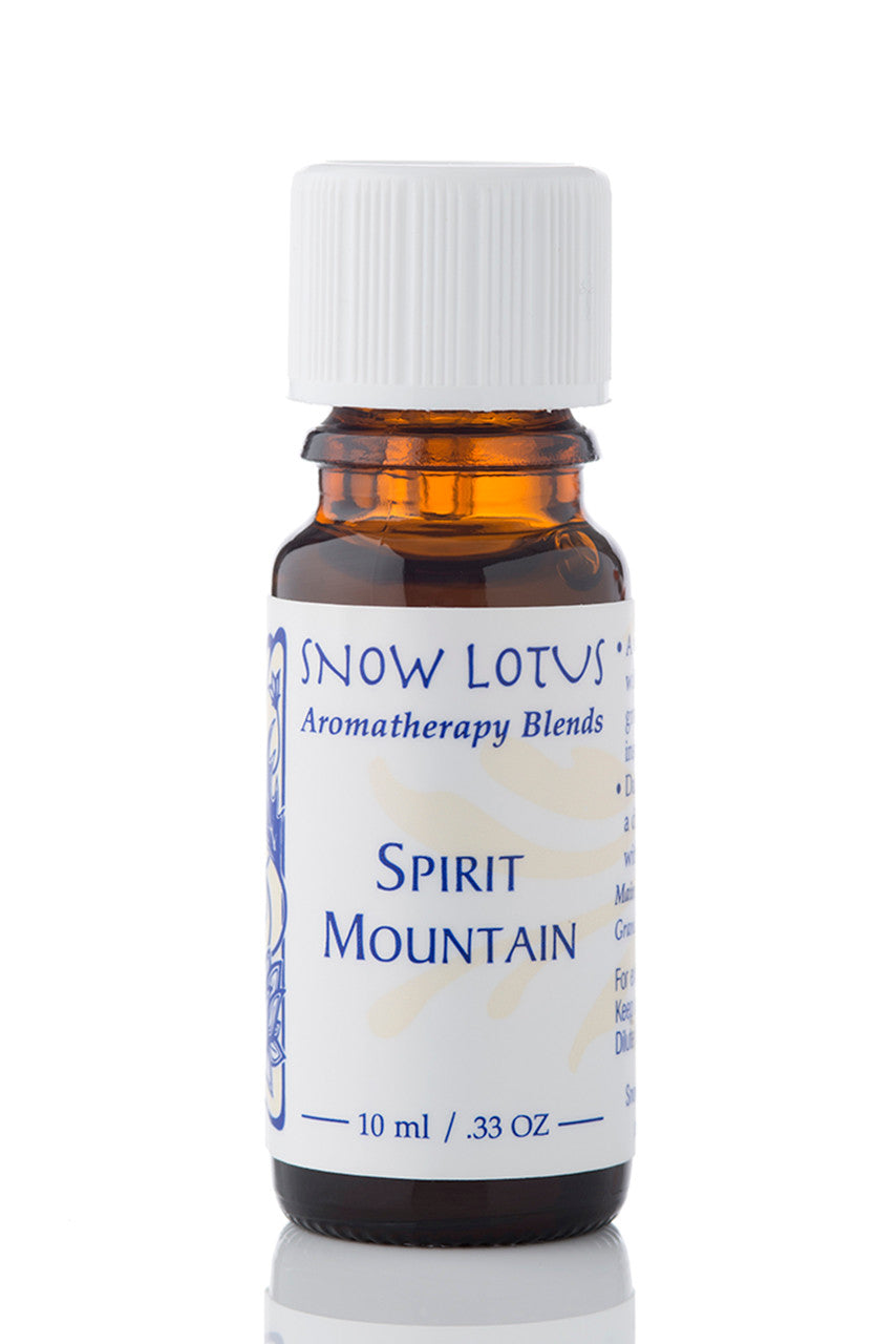 Snow Lotus Spirit Mountain - Esthetic Essential Oil Blend in an amber glass bottle