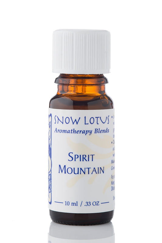Snow Lotus Spirit Mountain - Esthetic Essential Oil Blend in an amber glass bottle