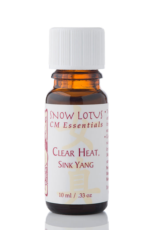 Snow Lotus Clear Heat, Sink Yang – CM Essentials Blend in an amber glass bottle