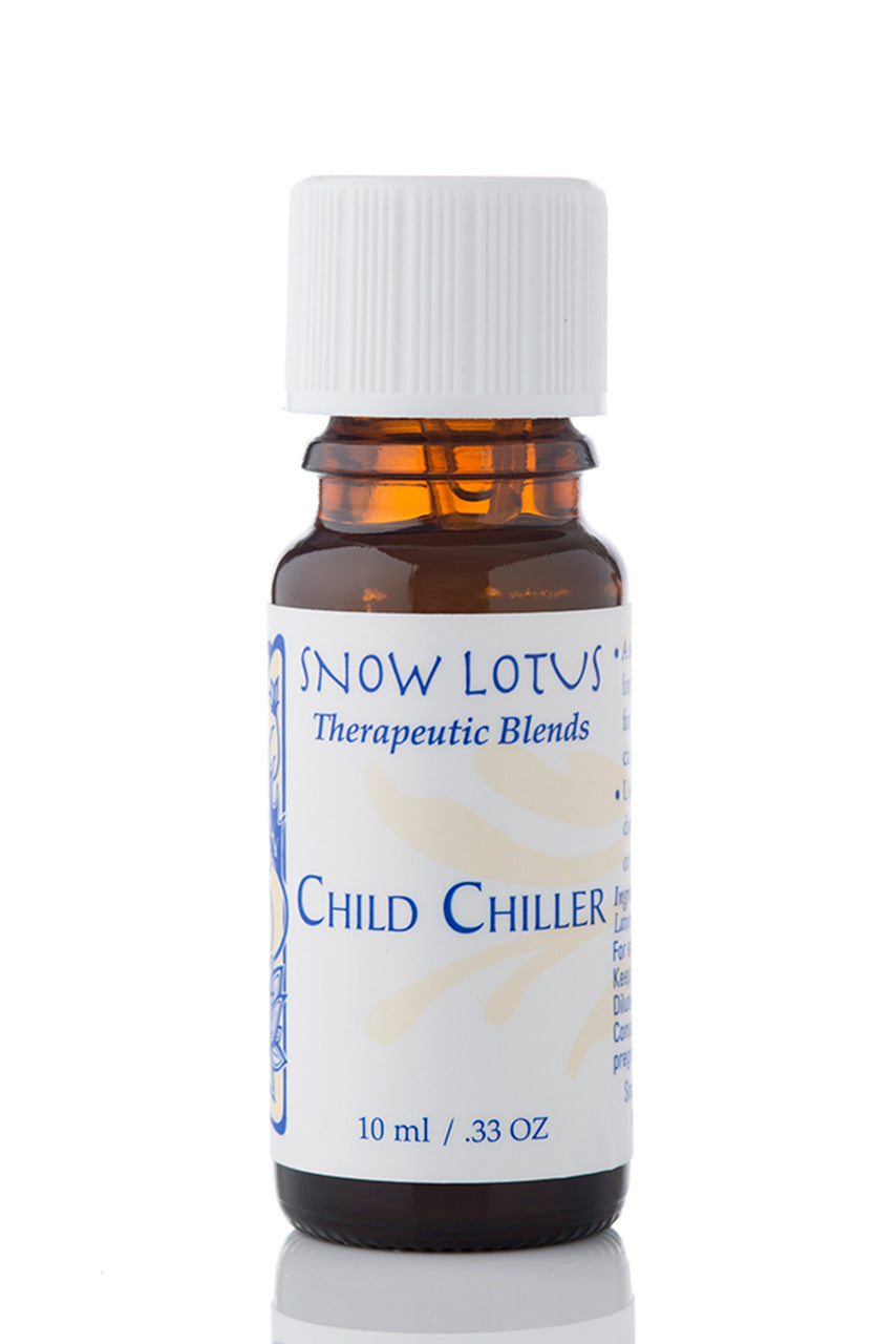 Snow Lotus Child Chiller - Therapeutic Essential Oil Blend in an amber glass bottle