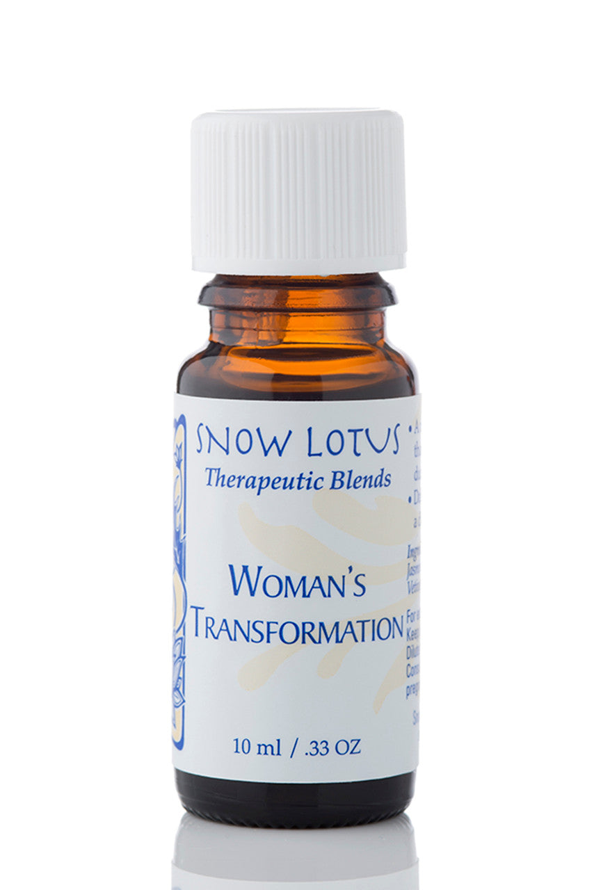 Snow Lotus Woman's Transformation - Esthetic Essential Oil Blend in an amber glass bottle