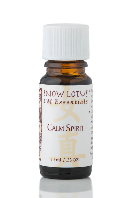 Snow Lotus Calm Spirit – CM Essentials Blend in an amber glass bottle
