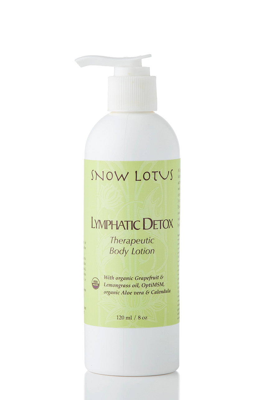 Snow Lotus Lymphatic Detox Therapeutic Body Lotion in a white pump bottle, 240 ml (view 2)