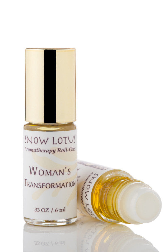 Snow Lotus Woman's Transformation - Esthetic Roll On in a roll-on bottle with a metallic cap