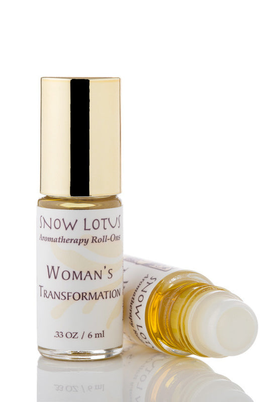 Snow Lotus Woman's Transformation - Esthetic Roll On in a roll-on bottle with a metallic cap